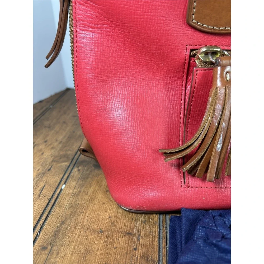 Dooney & Bourke Morgan‎ Satchel Red Handbag Saffiano Leather Shoulder W/Dust Bag